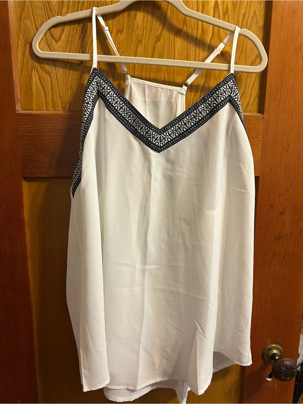 White Embroidered V-Neck Spaghetti Strap Camisole